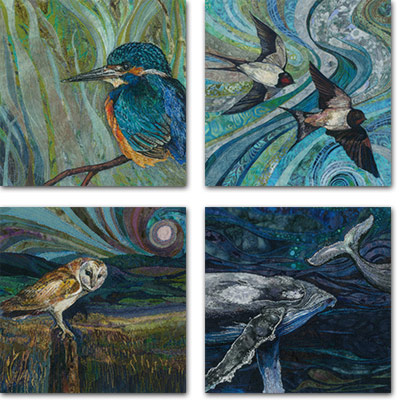 4 square cards with wildlife designs