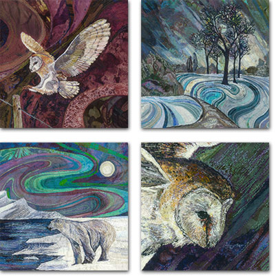 4 square cards with winter designs