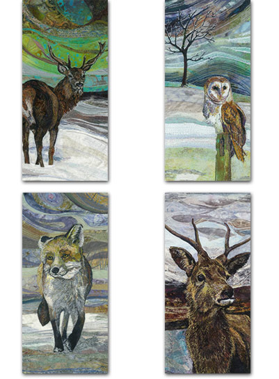 4 DL tall cards with winter designs